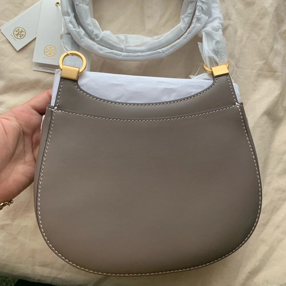 Tory Burch Lee Radziwill Suede Frame Small Saddlebag - Picture 2 of 5